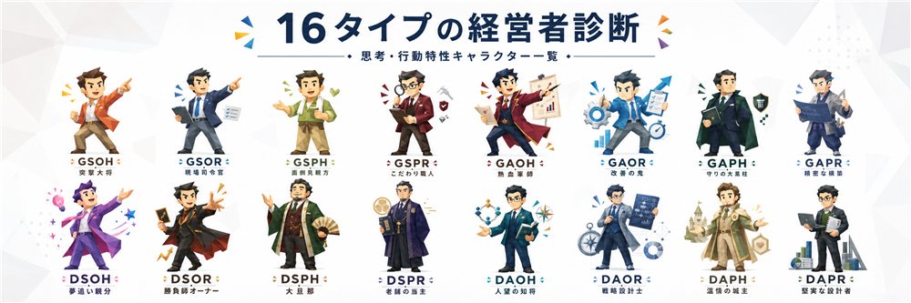 16タイプの経営者キャラクター一覧